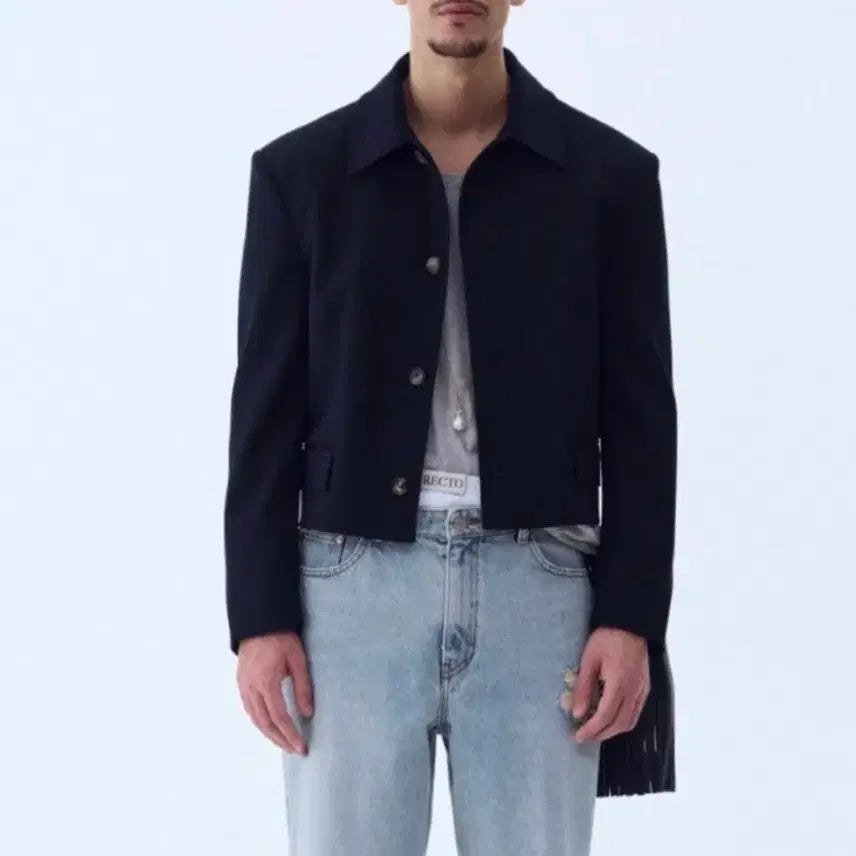 [SOLD OUT] RECTO 렉토 울 블렌드 숏자켓 XL 네이비 / 실착 3회 미만