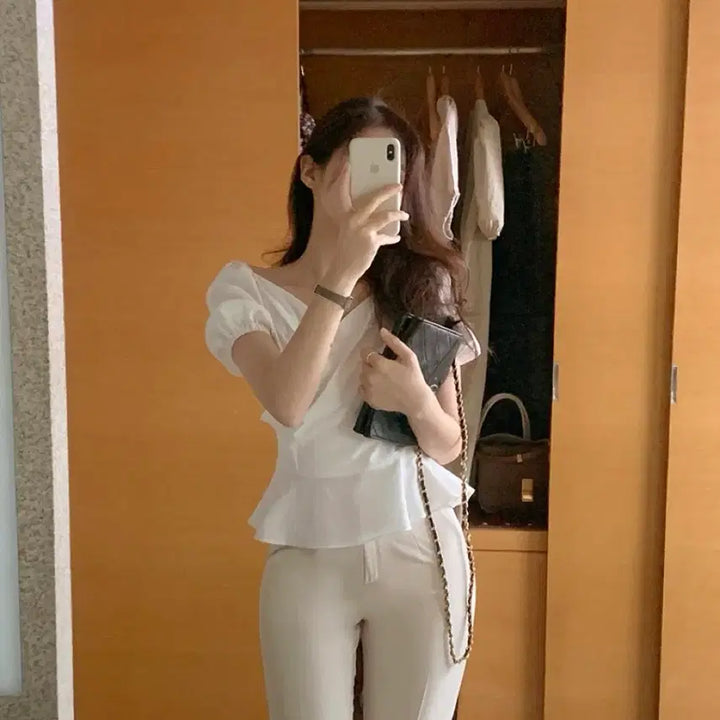 [BUNJANG] [자체제작] 퍼빗 린넨 랩 블라우스 아뜨랑스 프롬데이원 에브리모닝 히니크 / [자체제작] 퍼빗 린넨 랩 블라우스 아뜨랑스 프롬데이원 에브리모닝 히니크