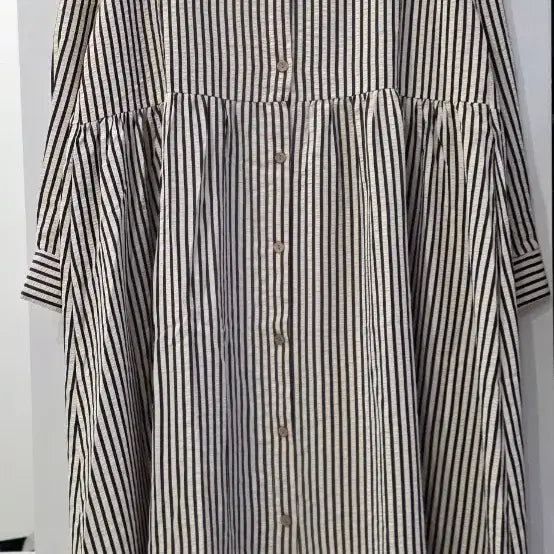 [BUNJANG] Stripe Long Shirt Dress / 스트라이프 롱 셔츠 원피스