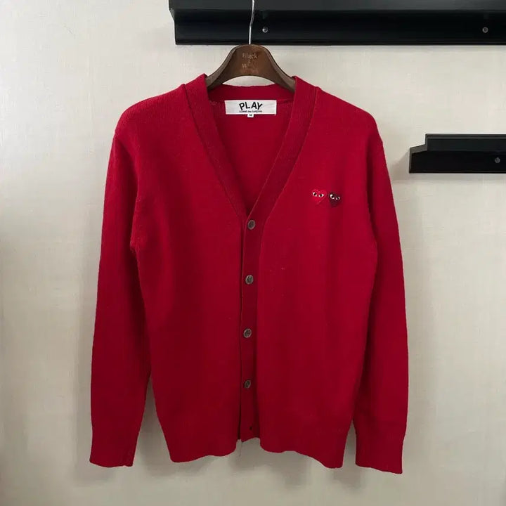 [BUNJANG] Comme des Garçons PLAY Red Cardigan (M) / 꼼데가르송 플레이 레드 가디건 M