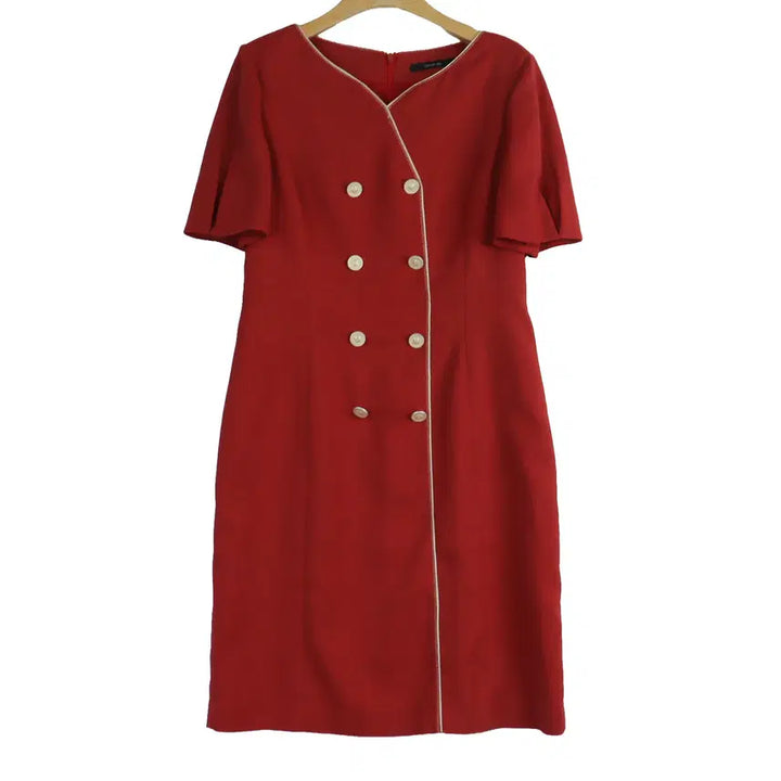 [BUNJANG] Kenneth Lady Double Button Dress Red Size 66 / 케네스레이디 Kenneth lady 정품 더블 버튼 원피스 레드 66
