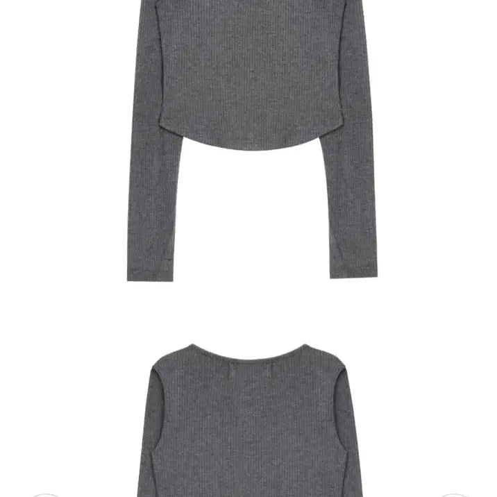 [BUNJANG] trimmingbird Ribbed Long Sleeve Charcoal / 트리밍버드 골지 롱 슬리브 차콜