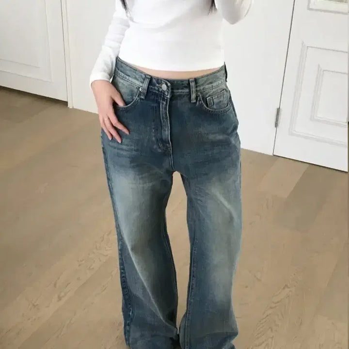 [BUNJANG] OOTJ Semi-Loose Fit Bootcut Denim Pants / 지그재그 OOTJ 세미루즈핏 부츠컷 데님 팬츠