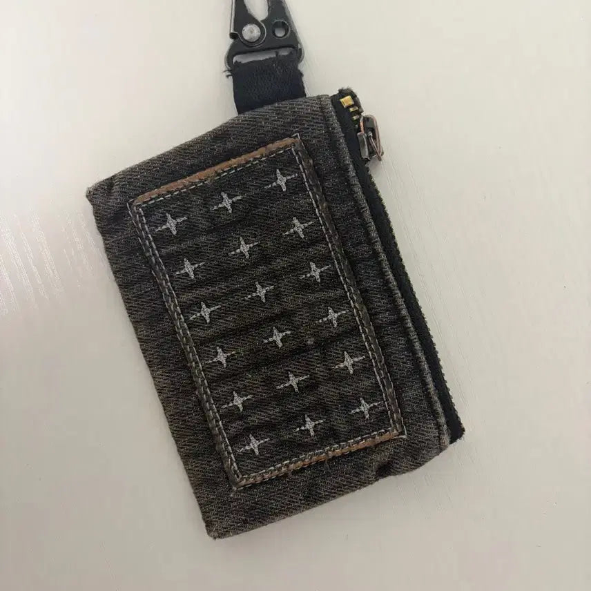 [BUNJANG] KARACTOR Patchwork Denim Card Wallet Black / KARACTOR 패치워크 데님 카드 지갑 블랙