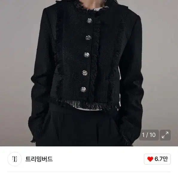 [BUNJANG] Trimingbird Tassel Tweed Jacket Black / 트리밍버드 테슬 트위드 자켓 블랙
