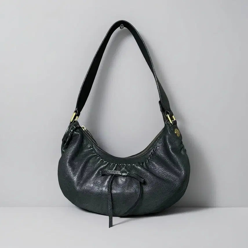 [BUNJANG] Anna Sui Black Leather Hobo Bag / 안나수이 블랙 레더 호보백