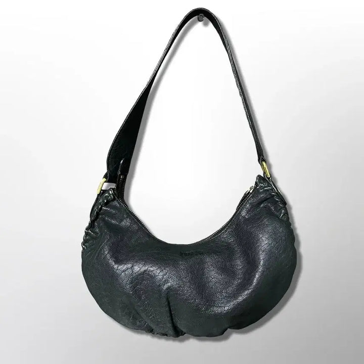 [BUNJANG] Anna Sui Black Leather Hobo Bag / 안나수이 블랙 레더 호보백