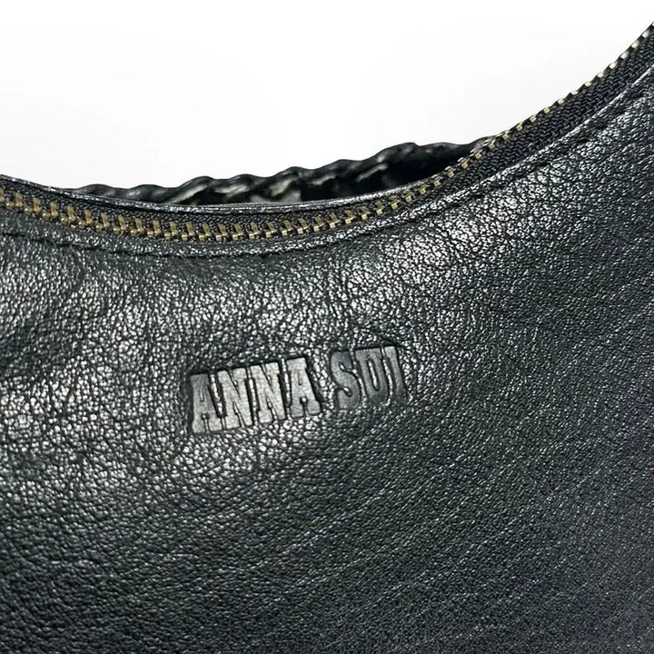 [BUNJANG] Anna Sui Black Leather Hobo Bag / 안나수이 블랙 레더 호보백
