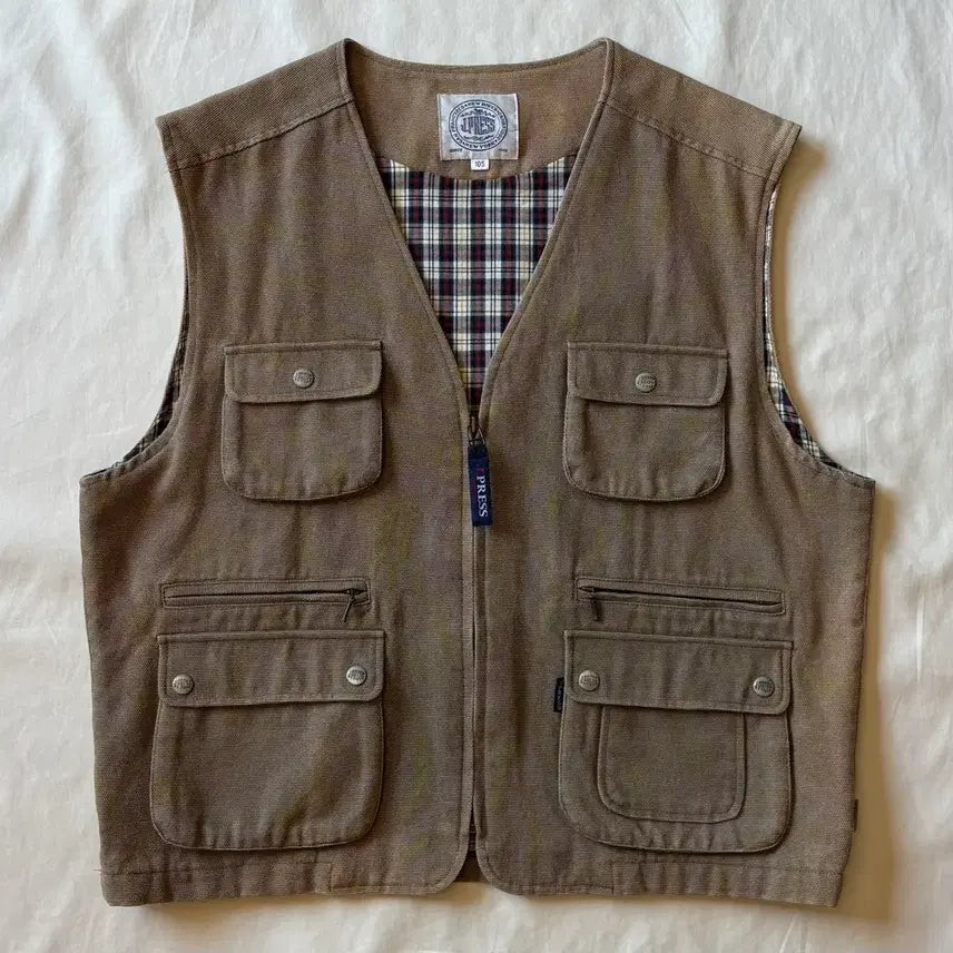 [BUNJANG] J.PRESS 90s Canvas Flannel Work Vest / [105-108] 90s J.PRESS 캔버스 플란넬 워크 베스트