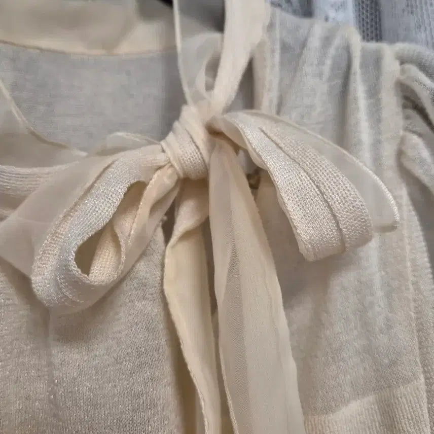[BUNJANG] Daks Ribbon Knit Blouse Ivory / 닥스리본 니트블라우스 아이보리 5부 소매