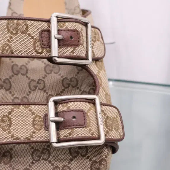 [BUNJANG] Gucci GG Canvas Double Strap Sandals / 구찌 GG 캔버스 더블 스트랩 샌들 658020