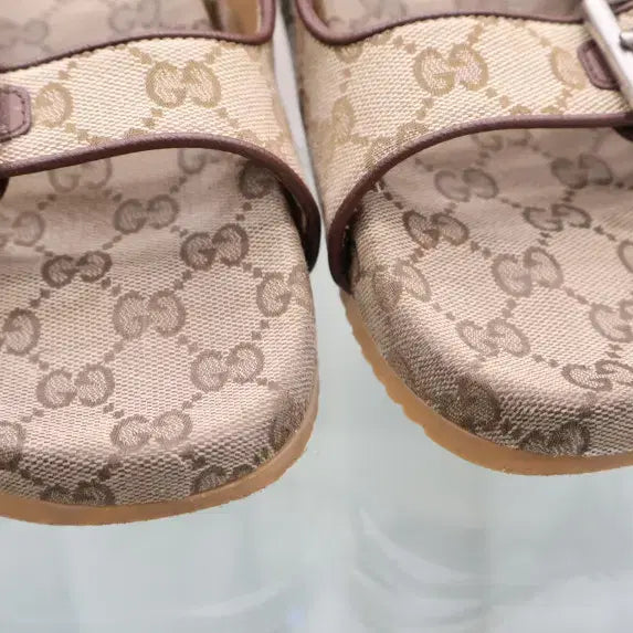 [BUNJANG] Gucci GG Canvas Double Strap Sandals / 구찌 GG 캔버스 더블 스트랩 샌들 658020