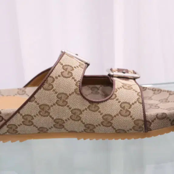 [BUNJANG] Gucci GG Canvas Double Strap Sandals / 구찌 GG 캔버스 더블 스트랩 샌들 658020