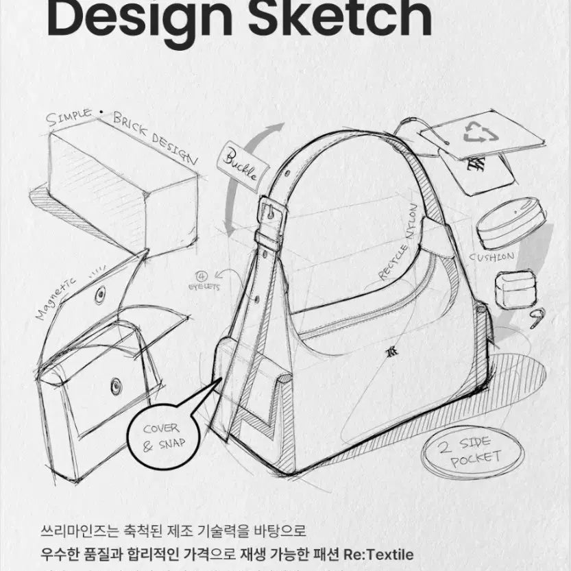 [BUNJANG] 3 Minds Pocket Hobo Bag - Cool Grey T7 / [택포/새상품] 쓰리마인즈 Pocket tm 호보백 - 쿨 그레이 T7