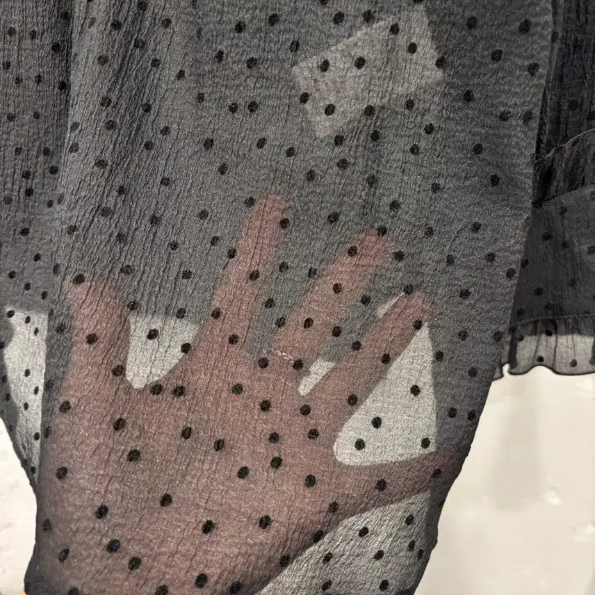 [BUNJANG] DEW E L Frill Collar See-through Dot Blouse / 듀엘 프릴카라 시스루 도트 블라우스