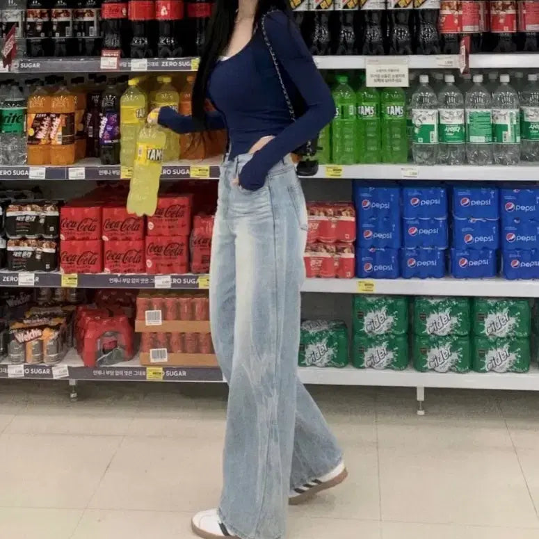 [BUNJANG] Technical Washing Wide Denim Jeans / [마지막 가격내림/새상품]테크니컬 워싱 와이드 데님