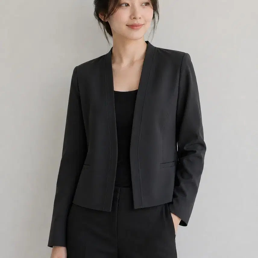 [BUNJANG] iCB Stretch No-Collar Jacket (Black, JPN 9) / [정품] iCB 노카라 스트레치 자켓 (블랙/JPN 9사이즈)