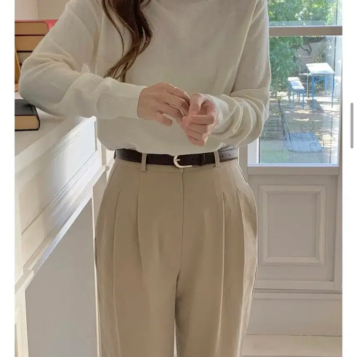 [BUNJANG] Ivory Half-Neck Knit [F] / 아이보리 반목 니트 [F]