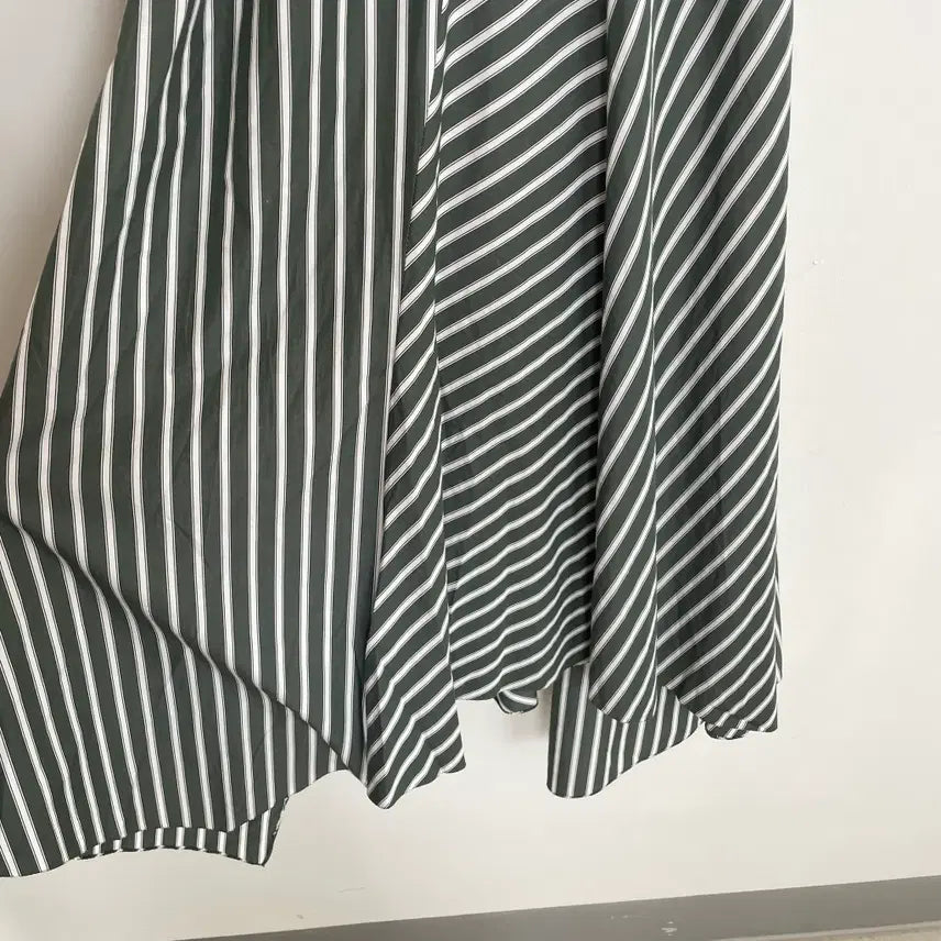 [SOLD OUT] 타임1993 여성55-66 그린 스트라이프 랩 롱 원피스