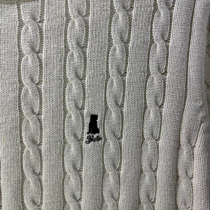 [BUNJANG] Yale Heritage Dan Cable Knit Top - Ivory / (L) 예일 여성 헤리티지 댄 케이블 반팔 라운드 니트_아이보리