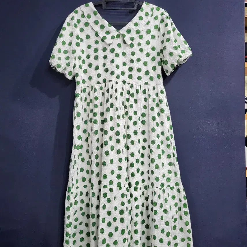 [BUNJANG] Dot Seersucker Long Dress / 도트 시어서커 롱원피스(새상품)