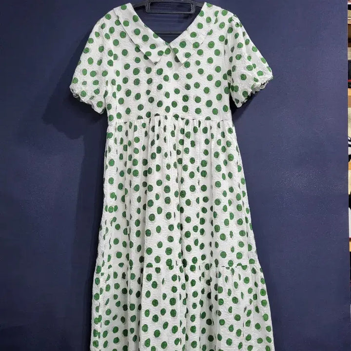 [BUNJANG] Dot Seersucker Long Dress / 도트 시어서커 롱원피스(새상품)