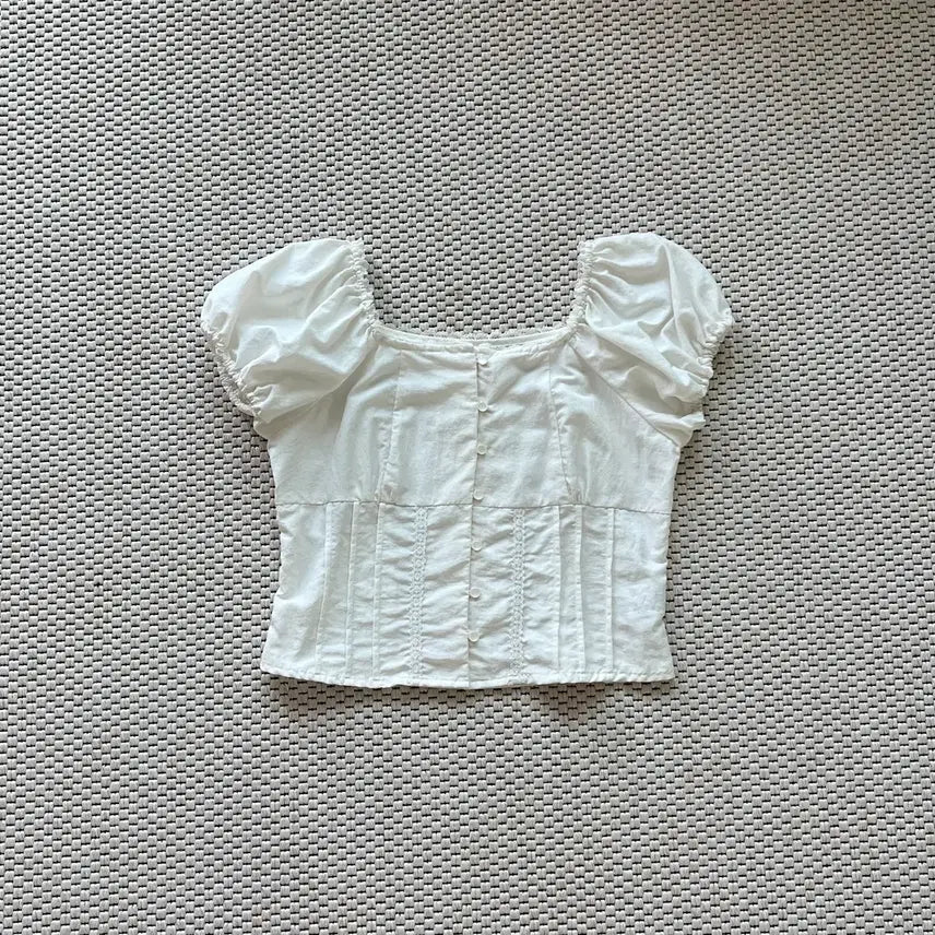[BUNJANG] Etmont Lace Pintuck Blouse / 에트몽 레이스 핀턱 블라우스