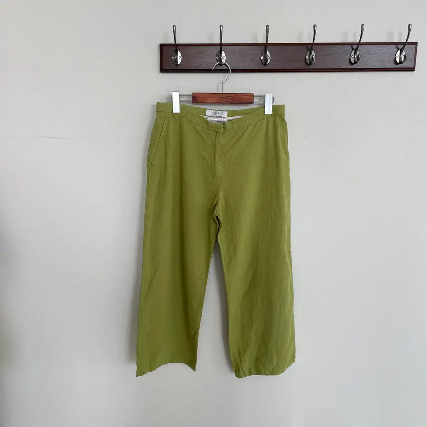 [BUNJANG] Max Mara Linen Wide Pants / 막스마라 42,여성66-77 연두색 풀 린넨 와이드 팬츠 바지