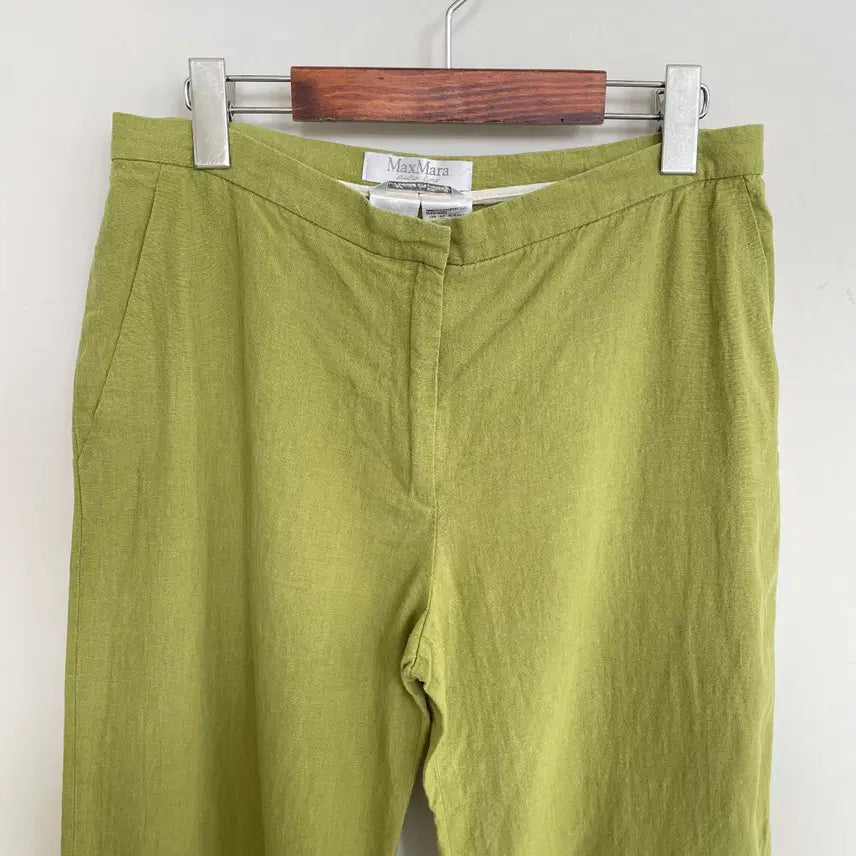 [BUNJANG] Max Mara Linen Wide Pants / 막스마라 42,여성66-77 연두색 풀 린넨 와이드 팬츠 바지