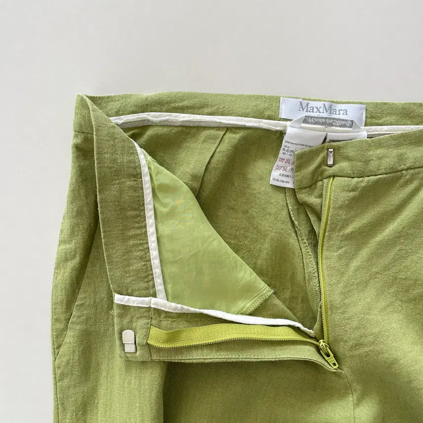 [BUNJANG] Max Mara Linen Wide Pants / 막스마라 42,여성66-77 연두색 풀 린넨 와이드 팬츠 바지