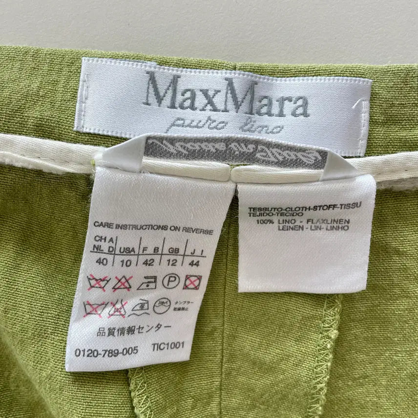 [BUNJANG] Max Mara Linen Wide Pants / 막스마라 42,여성66-77 연두색 풀 린넨 와이드 팬츠 바지