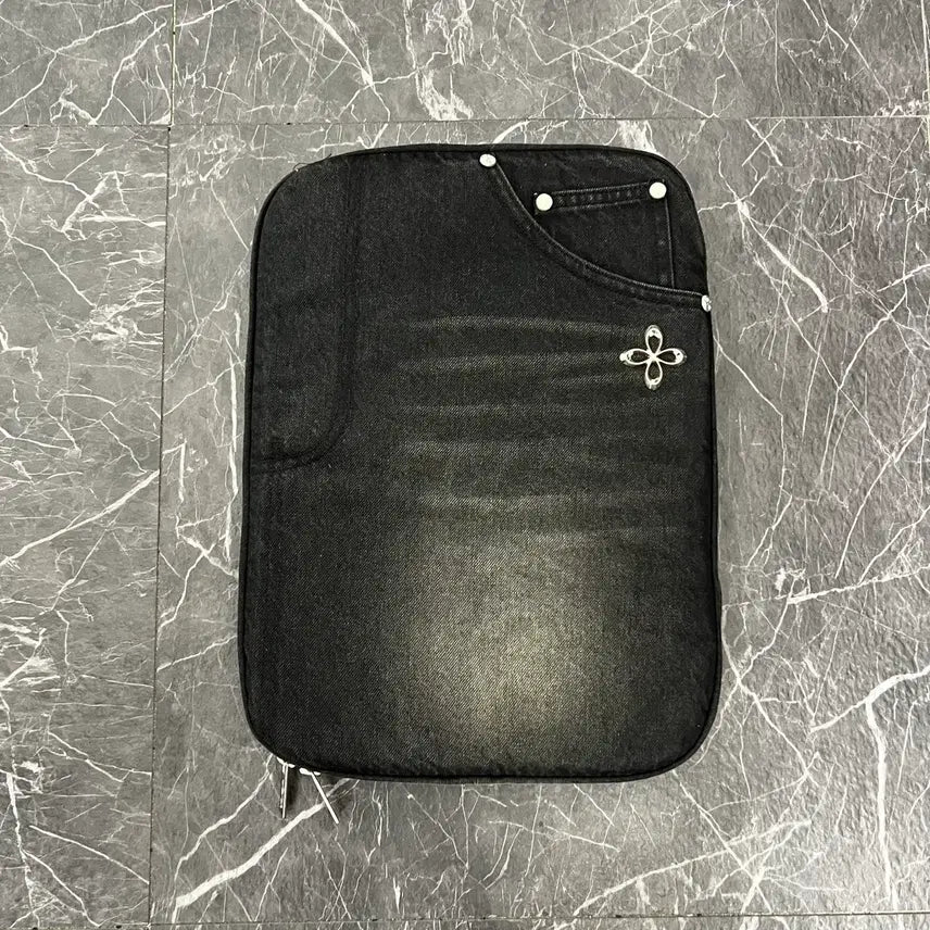 [BUNJANG] Surgery Clover Clutch Bag Black Denim / 써저리 데님 진 클로버 클러치 백 블랙 데님