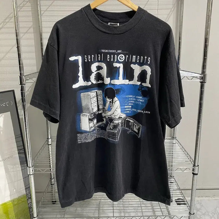 [BUNJANG] Serial Experiments Lain Bootleg Animation T-Shirt / 시리얼 익스페리먼츠 레인 부틀렉 애니메이션 티셔츠 애니티