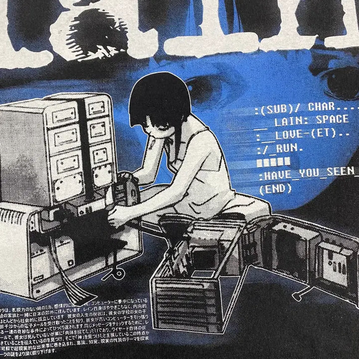 [BUNJANG] Serial Experiments Lain Bootleg Animation T-Shirt / 시리얼 익스페리먼츠 레인 부틀렉 애니메이션 티셔츠 애니티