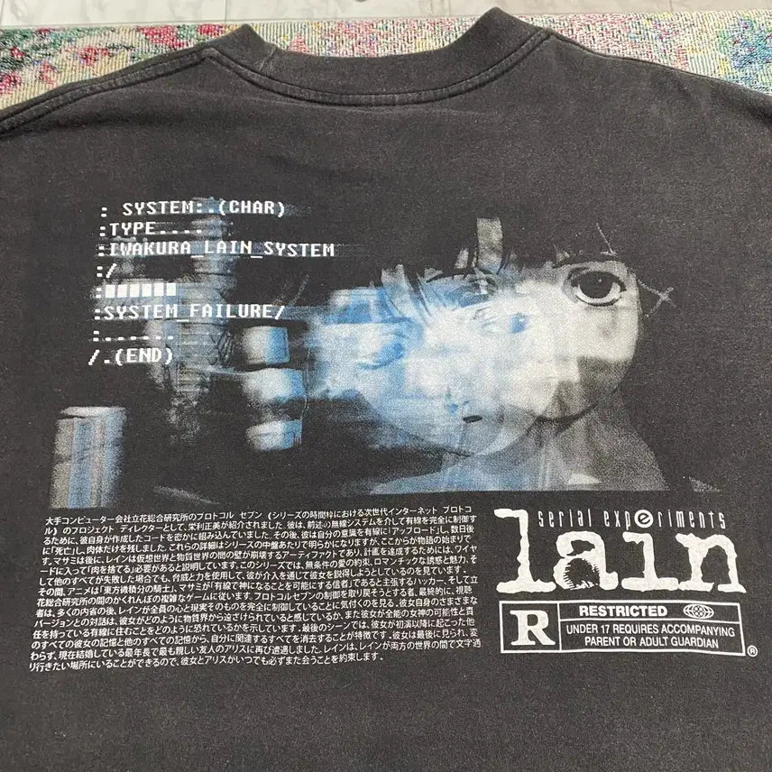 [BUNJANG] Serial Experiments Lain Bootleg Animation T-Shirt / 시리얼 익스페리먼츠 레인 부틀렉 애니메이션 티셔츠 애니티
