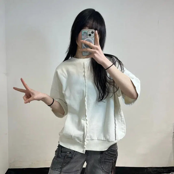 [BUNJANG] Andersson Bell White Overlock T-shirt / 앤더슨벨 화이트 오버록 반팔