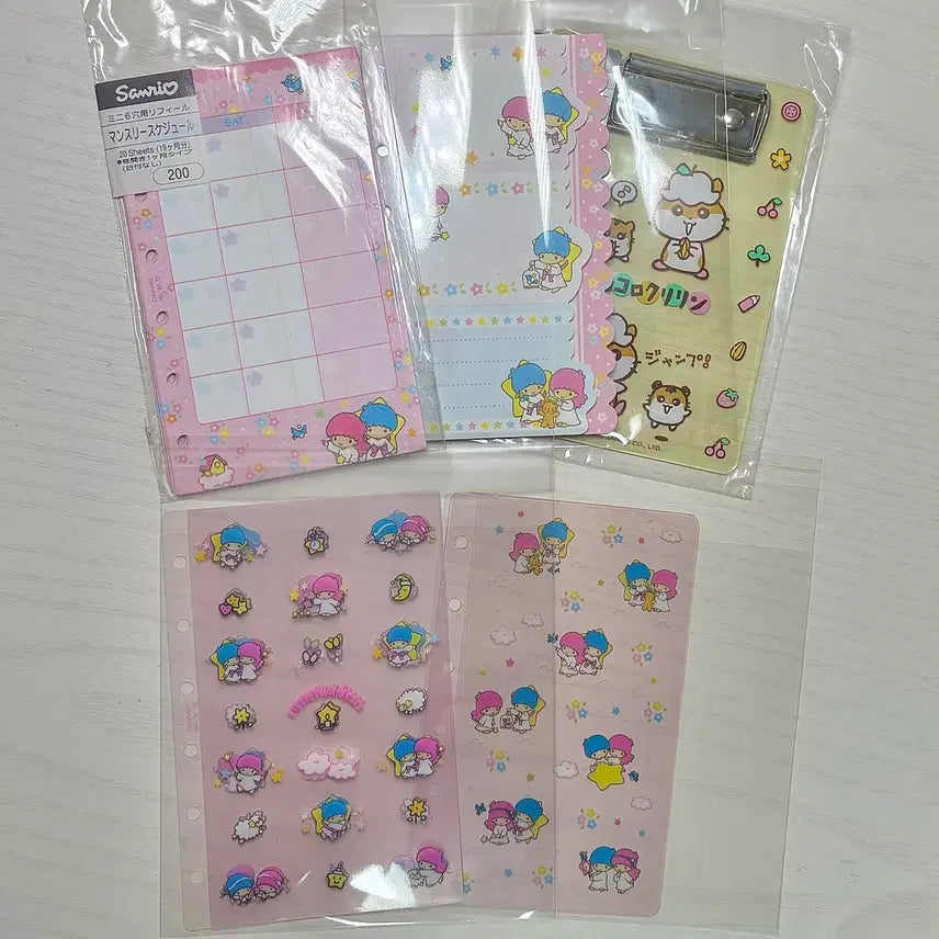 [BUNJANG] Kiki and Lala CoroCoroCuririn 6-Ring Binder Diary Set / 고전 4종 키키라라 다이어리 속지 리틀트윈스타 6공 다이어리