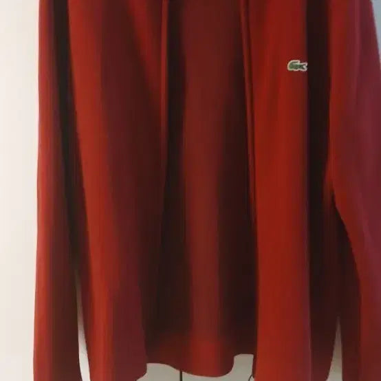 [BUNJANG] Lacoste Red Zip-Up Cardigan / 라코스테 레드 가디건 집업