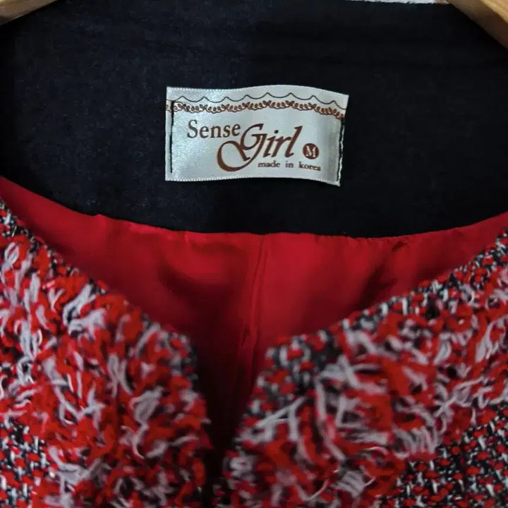 [BUNJANG] Sense Girl Red Tweed Long Jacket / 새제품!봄용Sense Girl 고급울트위드 롱자켓M
