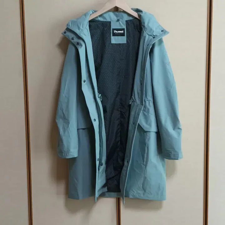 [BUNJANG] Hummel Mint Hooded Long Coat / HUMMEL 험멜 후드 롱 코트 민트색