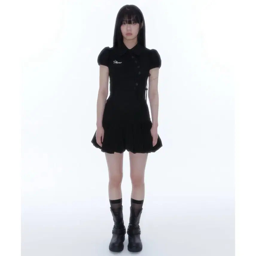 [BUNJANG] Cassico Puff Preppy Mini Dress Black / 카시코 퍼프 프레피 미니 드레스 블랙