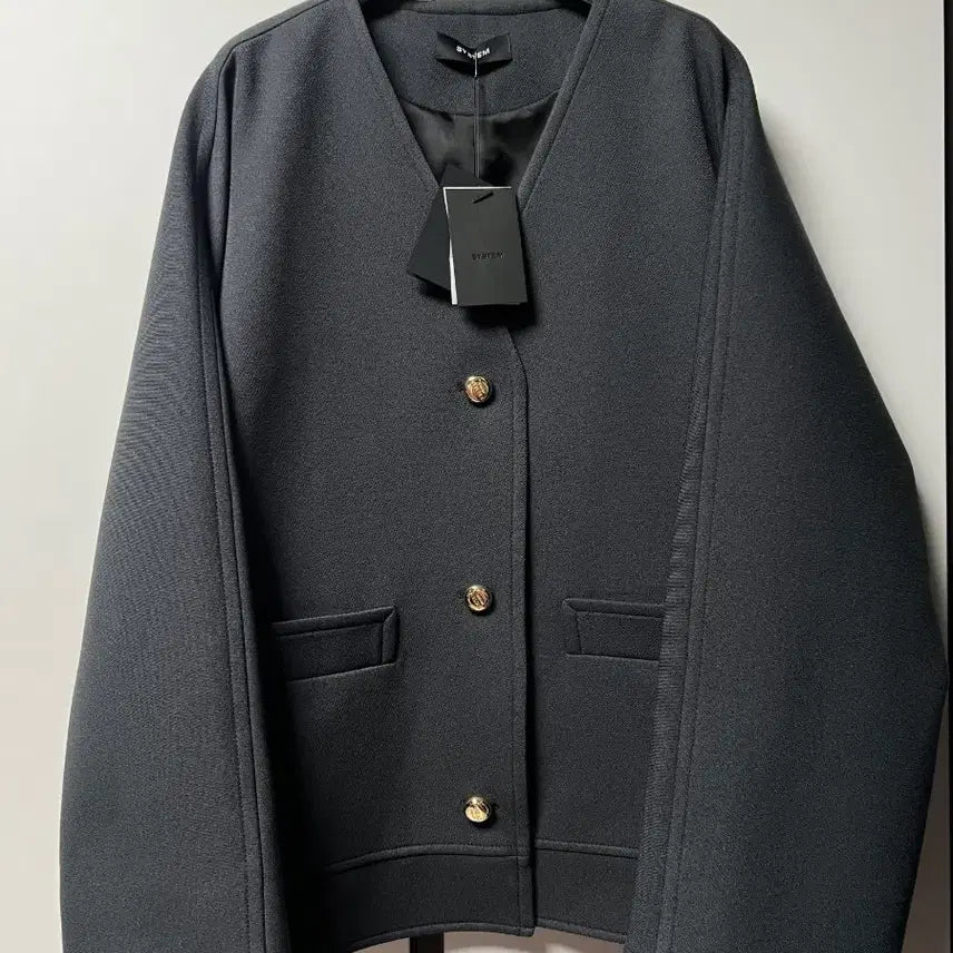[BUNJANG] Oversized Collarless Jacket / 시스템 자켓