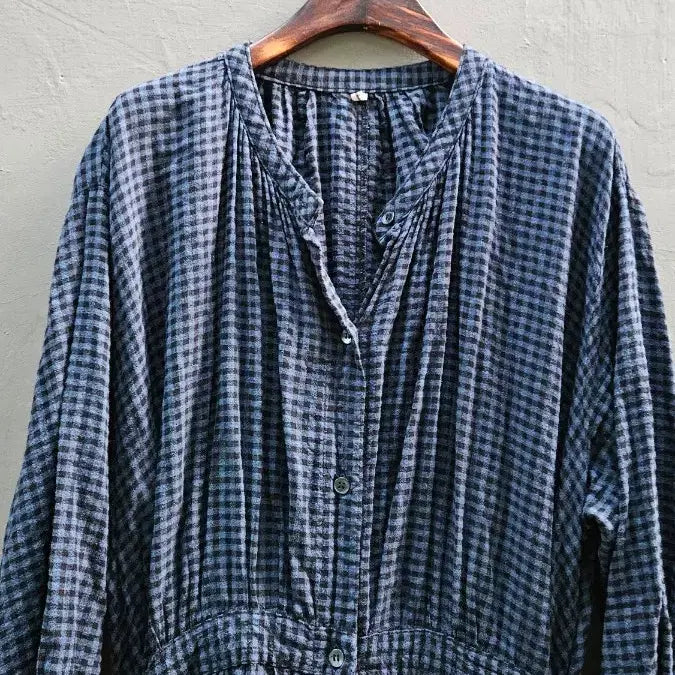 [SOLD OUT] 깅엄 체크 롱 원피스 블루