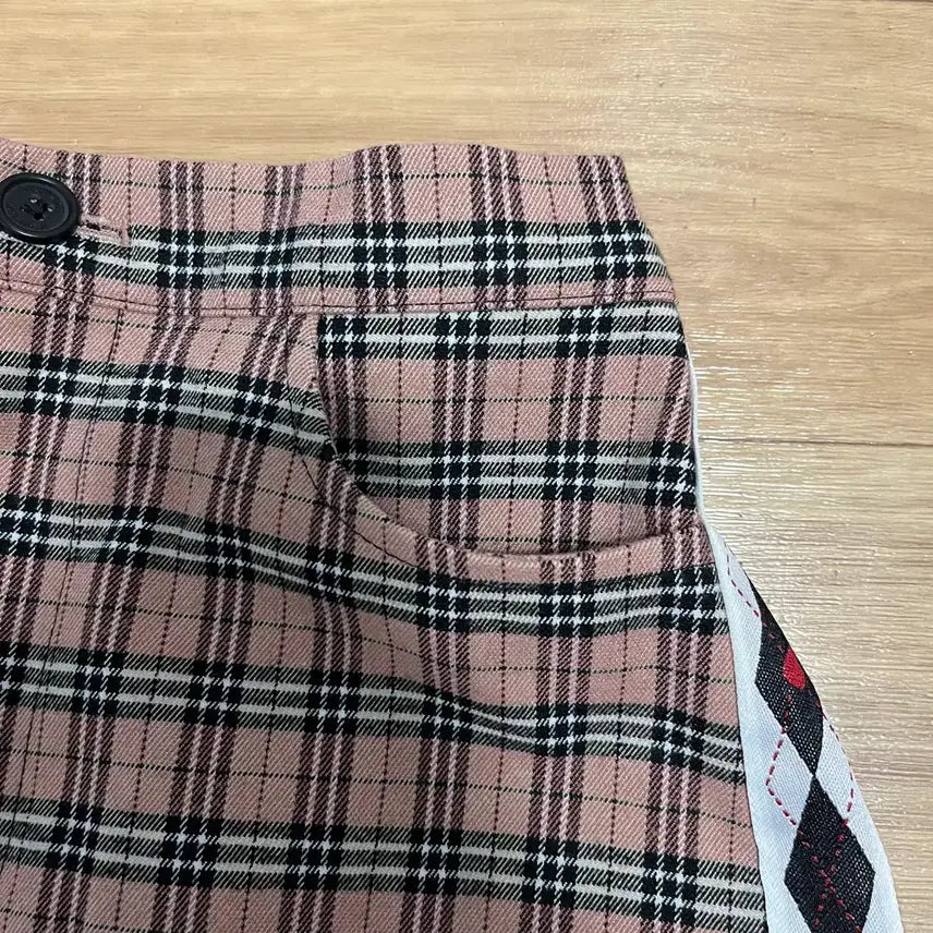 [BUNJANG] Check Plaid Side Line Point Mini Skirt / 체크 옆라인 포인트 미니스커트