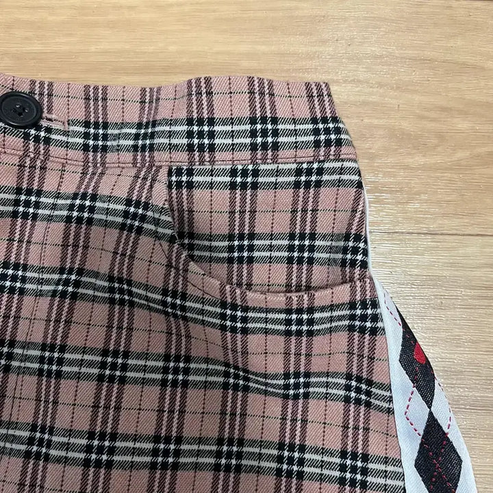 [BUNJANG] Check Plaid Side Line Point Mini Skirt / 체크 옆라인 포인트 미니스커트
