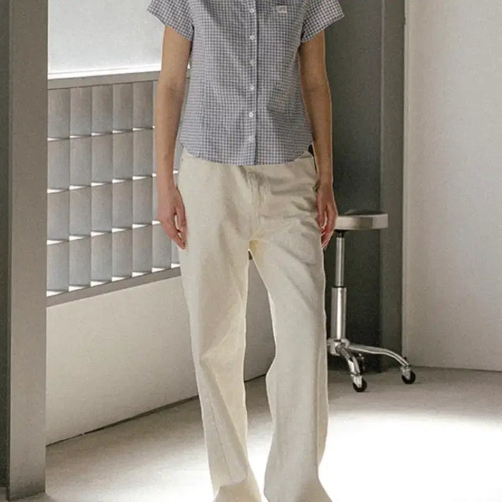[BUNJANG] Noun:Better Gingham Check Short Sleeve Shirt (Blue) / 노운베러 깅엄체크 반팔셔츠(블루)