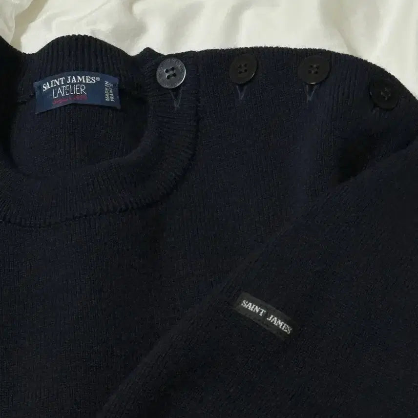 [BUNJANG] Saint James Navy Button Knit / 세인트제임스 네이비 버튼 니트