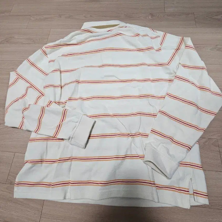 [BUNJANG] Setter Stripe Pique Long Sleeve Polo Ivory / 세터 스트라이프 피케 롱슬리브 폴로 아이보리