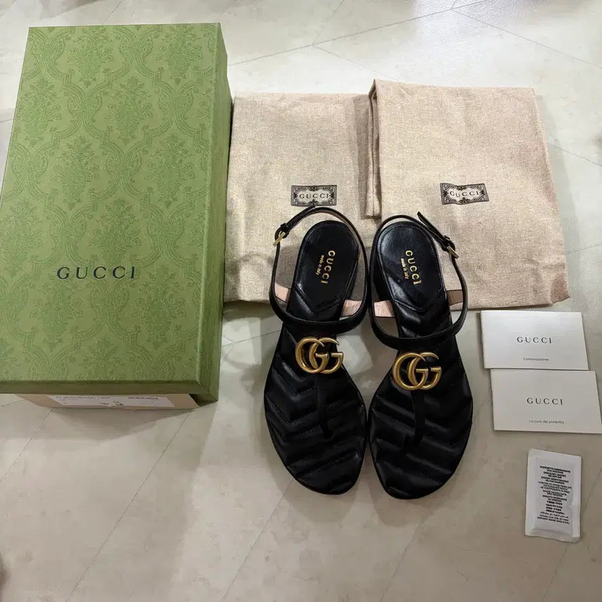 [BUNJANG] Gucci Double G Logo Sandals Black / [새상품]구찌 더블G 로고 샌들 블랙 230,235