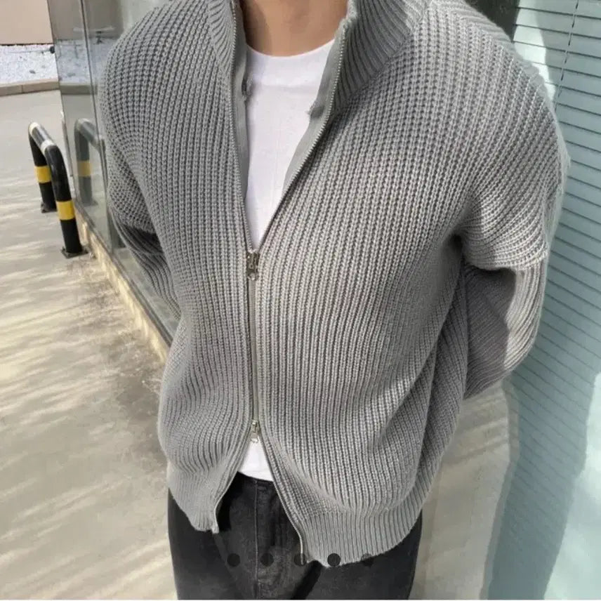 [BUNJANG] Two-Way Zip-Up Cardigan 100-105 Size Grey / 투웨이 집업 가디건 100~105사이즈 그레이